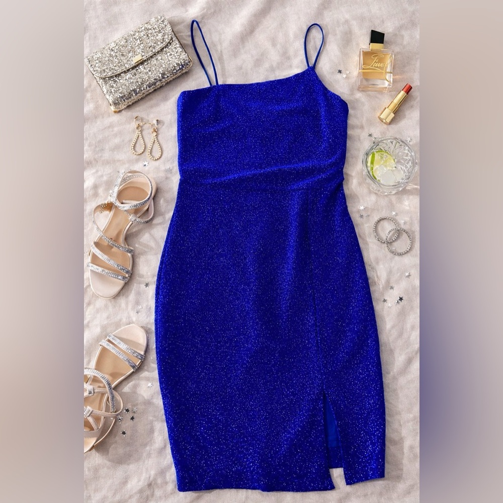 Lulus Cobalt Blue Sparkly Bodycon Dress – Size Small – NWT